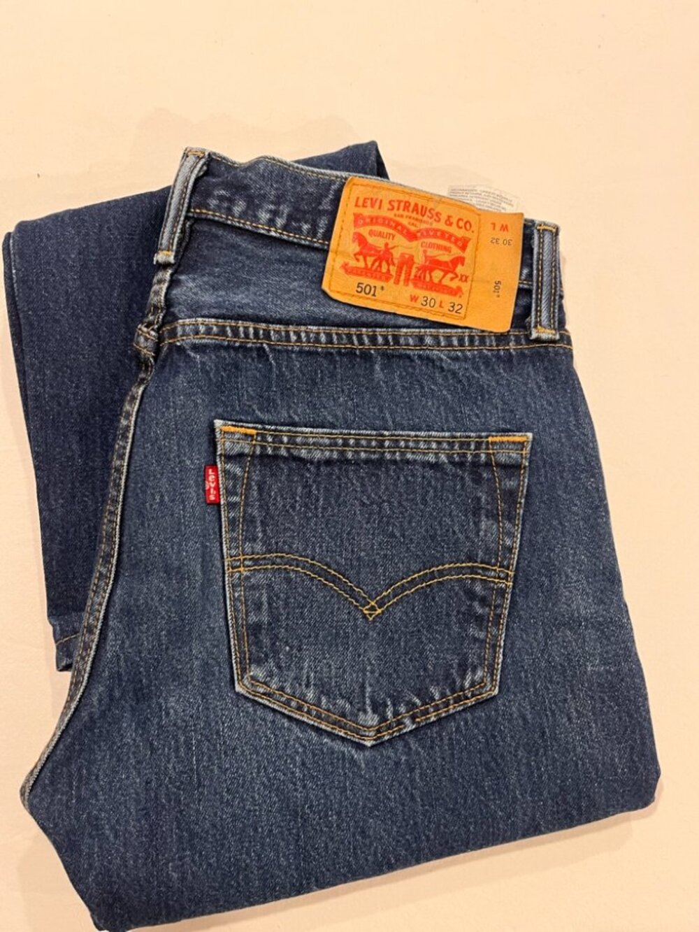 Levis 501 Original Fit Button Fly Jeans Mens 30x30 Stonewash Blue Straight Leg